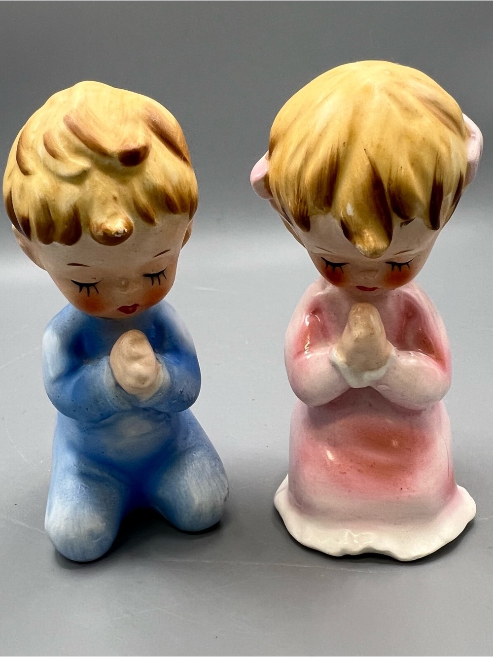 Vintage Lefton Japan Boy & Girl Porcelain Figurines Praying 4”
